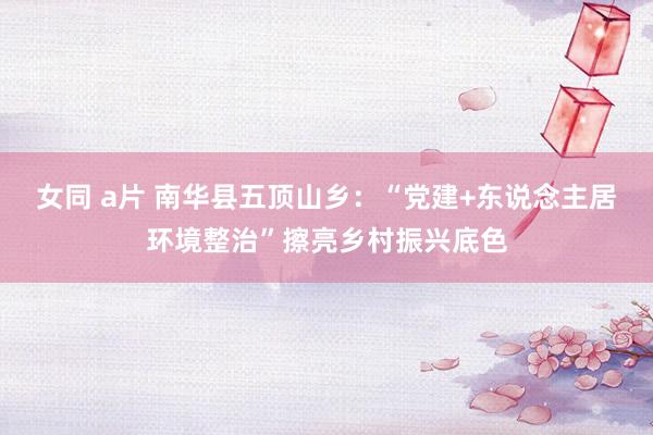 女同 a片 南华县五顶山乡：“党建+东说念主居环境整治”擦亮乡村振兴底色