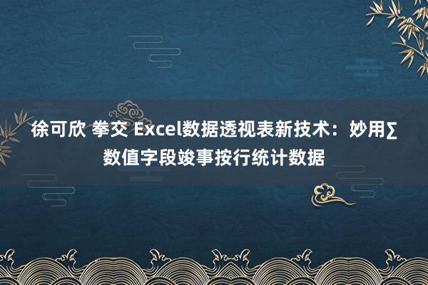 徐可欣 拳交 Excel数据透视表新技术：妙用∑数值字段竣事按行统计数据